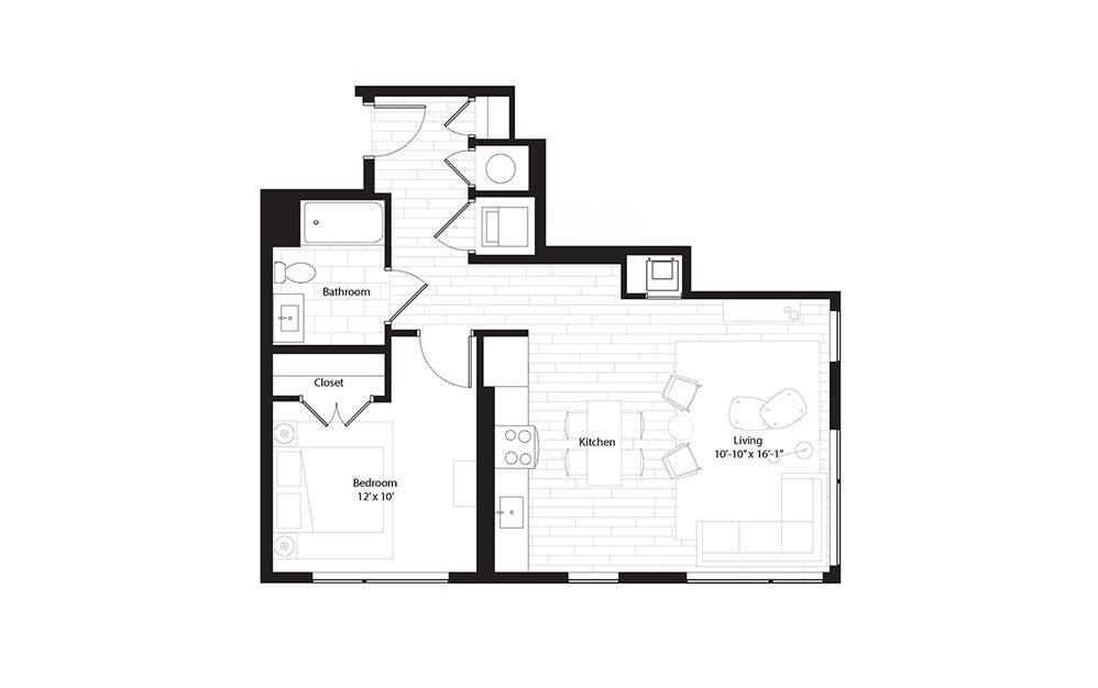 A5 1 Bedroom 1 Bath Floorplan