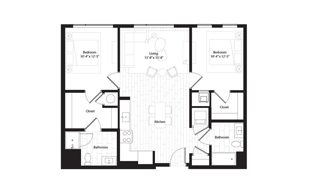 B1.1 2 Bedroom 2 Bath Floorplan