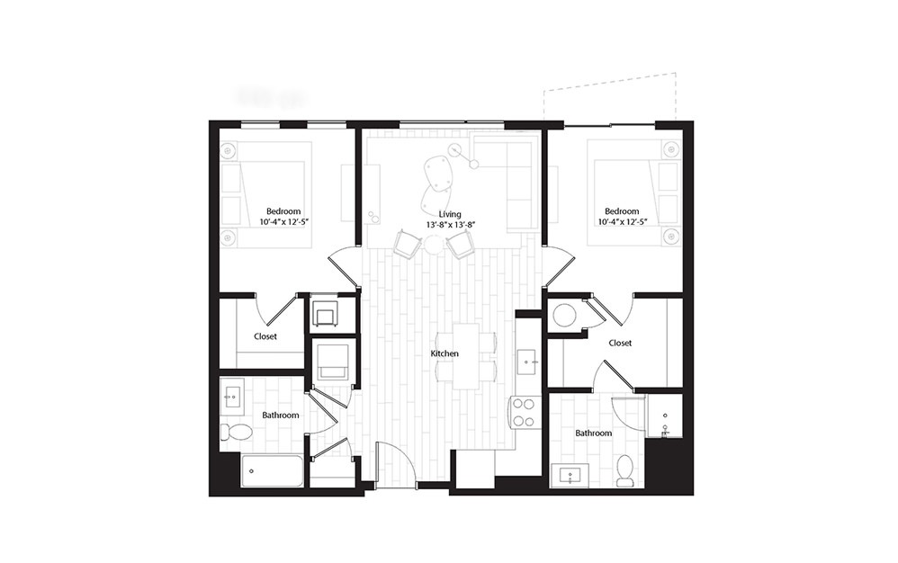 B1.3 2 Bedroom 2 Bath Floorplan