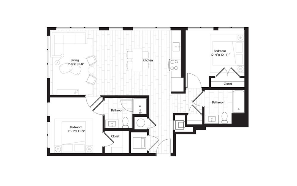 B4.1 2 Bedroom 2 Bath Floorplan