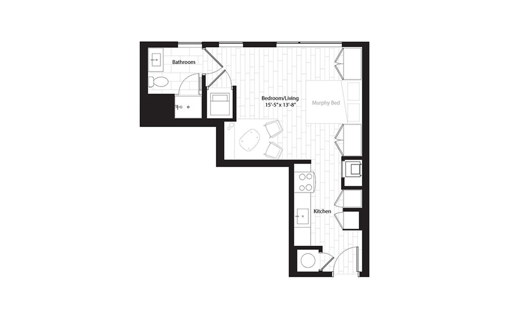 S3 studio 1 Bath Floorplan