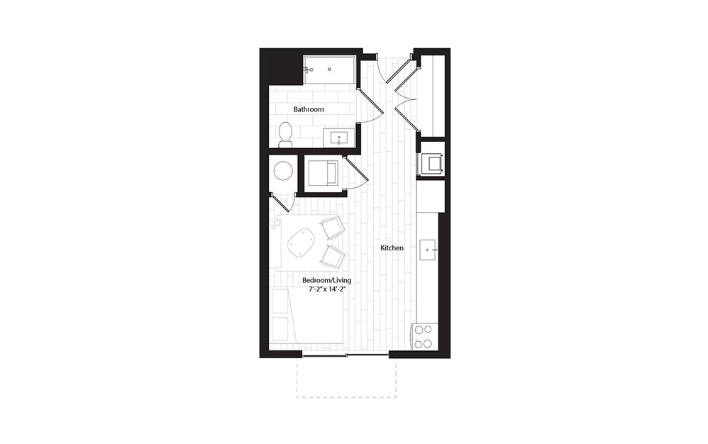 S4 studio 1 Bath Floorplan